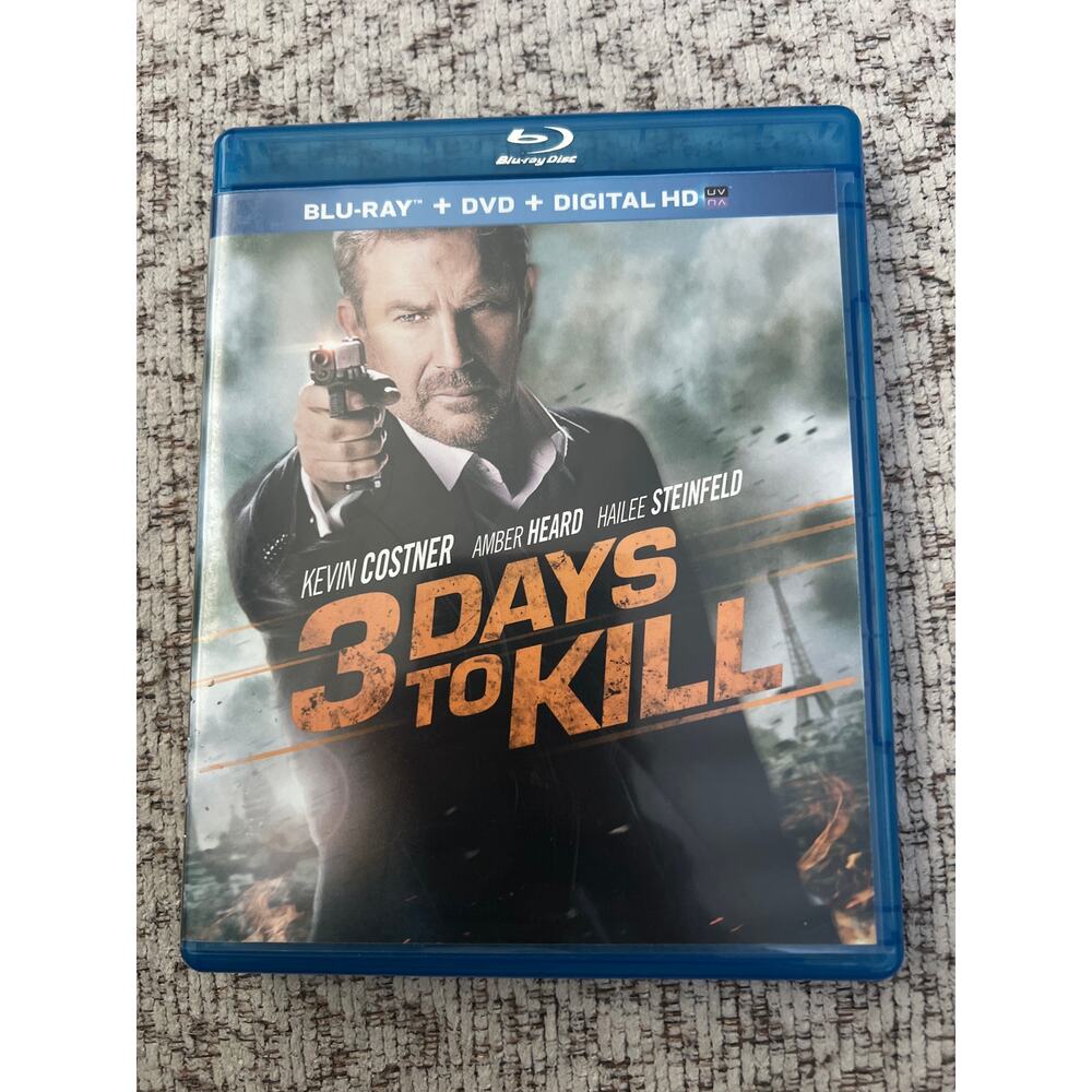 3 Days to Kill Action Thriller Blu-Ray Disc Movie Pre-Loved